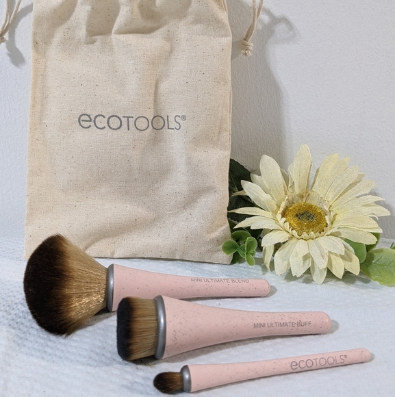 💝 EcoTools Hemp Travel Set Cosmetic Makeup Brushes NEW Canvas Bag - Picture 2 of 7